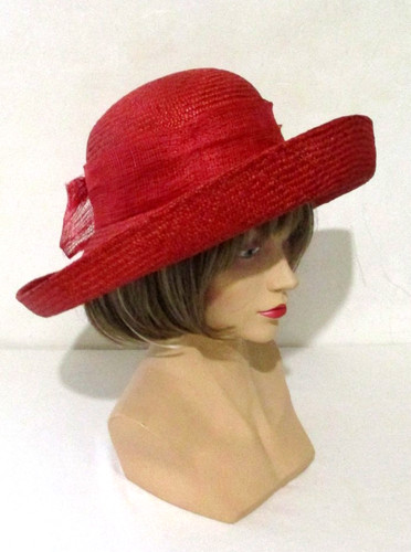 Vintage red straw hat - vintage,
