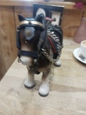 Ceramic Shire Horse Ornament Figurine 8" x6"  brown white vintage