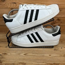 Adidas Trainers Mens Size UK 10 Superstar 2 White Black Leather Originals Shoes