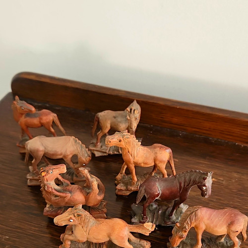 Hand carved wooden horse - wooden,