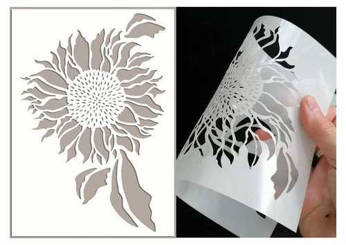 Sunflower stencil flower - stencil,