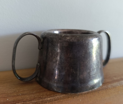 Silver plate two handled cup - plate, two-handled