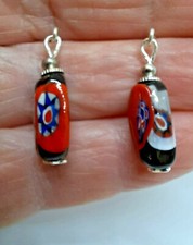 ANTIQUE/VINTAGE Bisque Jumeau Bru Jewellery Millefiori Glass Doll Earrings 