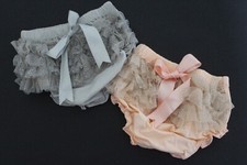 Baby Girls Beautiful Frilly Knickers Grey & Peach 0-6 Months Nappy Cover 2 Pairs