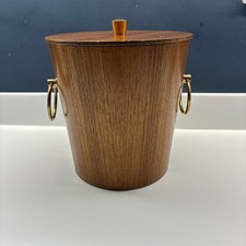 VINTAGE SCANDINAVIAN TEAK ICE BUCKET SMALL 16cm TALL Scandi Bar Ware