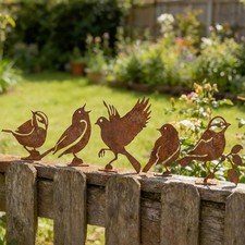 5Pcs Rusty Metal Bird Garden