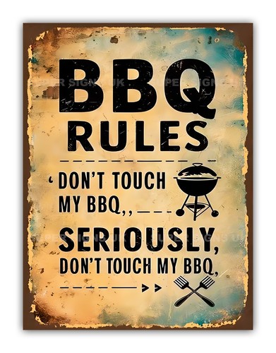 Bbq rules metal backyard - bbq,