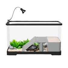 Acrylic Turtle Aquarium Kit w/Basking Area Ramp for Small Reptiles Easy to Clean