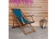 Folding FSC Eucalyptus Wooden Deck Chair Teal - grade B return RRP £51.99
