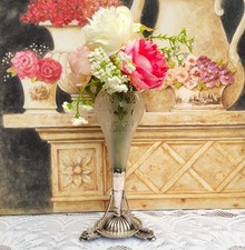 Victorian Frosted Glass & Silver Plated Epergne Tulip Shaped Vase