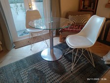 John Lewis Glass Round Dining Table & 2 x Habitat  Chairs