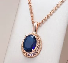 Elegant Necklace Pendant Crystal 585 Rolled Rolled Rose Gold 14K Jewelry Box