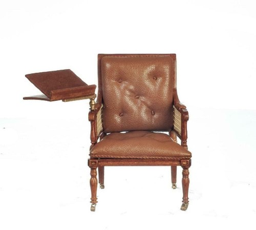 Dolls house walnut armchair - walnut,