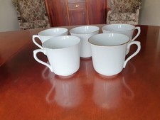 5 Wetley China White Mugs With Golden Accents