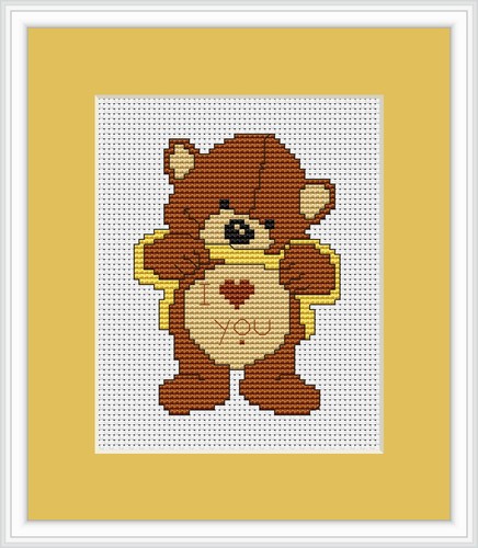 Love bear cross stitch - love, me