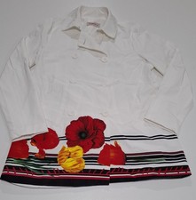 Desigual Women's Draco Coat UK 10 Medium White with Floral Design