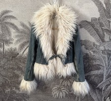 Denim Afghan Coat Blue Fur