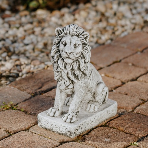 Lion stone figure black h - stone, figure,