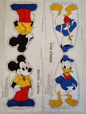 VTG Walt Disney MICKEY MOUSE and DONALD DUCK Ameritex Cut & Sew Fabric Panels