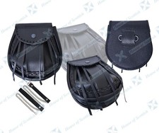 SCOTTISH BLACK LEATHER ROB ROY SPORRAN | JACOBITE KILT POUCH | PIRATES POUCH