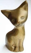 Vintage Mid Century Modern Brass Kitty Cat Figurine Paperweight Decor