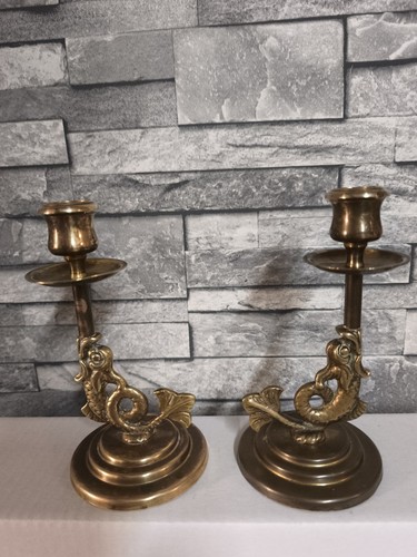 Pair vintage brassdolphin - of,