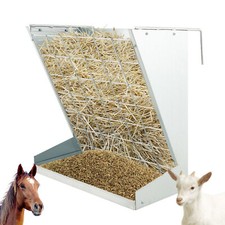 Goat Sheep Horse Heavy-Duty Wall-Mounted Hay Rack 2-in-1 Hay & Grain Feeder