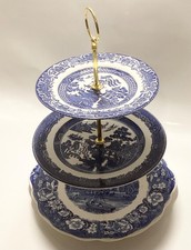 Vintage Blue White Three Tier