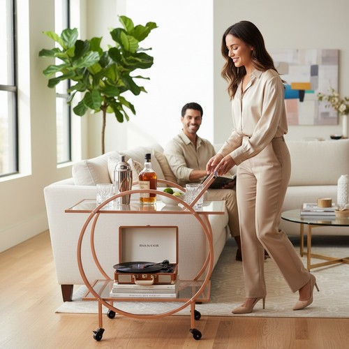 Copper tier drinks trolley - copper,
