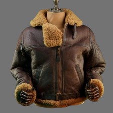 Mens RAF B3 WW2 100% Sheepskin Leather Jacket Flight Bomber Flying Irvin Aviator