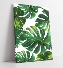 MONSTERA LEAF BOTANICAL PATTERN -FRAMED CANVAS WALL ART PICTURE PRINT