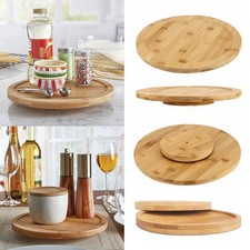 Bamboo Wooden Lazy Susan Rotating Turntable for Serving Food on Round Board 