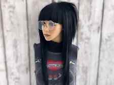 Emo Scene Wig Black, Layer Shag Wig Straight Bang, Punk Rocker Wig, Mullet Wig