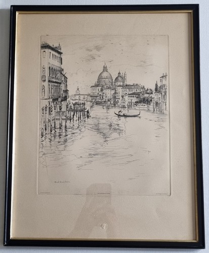 Grand canal venice etching - venice,