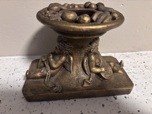 Gold cherub candle holder tea - gold,