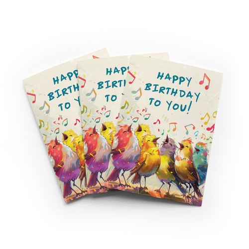 Singing birds birthday card - singing,