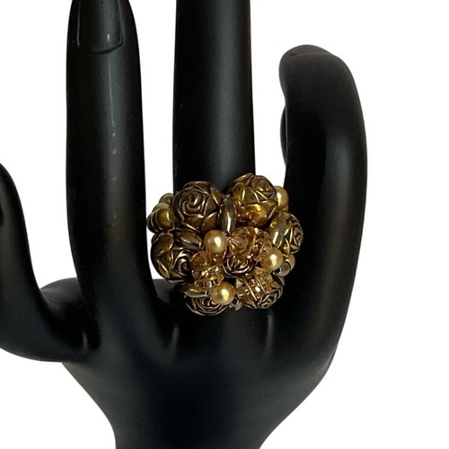 Vintage gold tone rose - rose, cluster