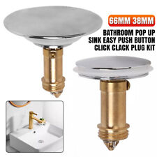 1/2Pcs Bathroom Pop Up Basin Waste Chrome Sink Push Button Click Clack Plug Kit