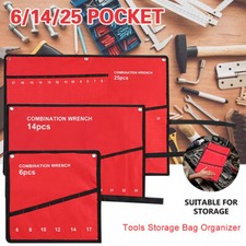 6-25 Pocket Canvas Spanner Wrench Tool Roll Up Storage Case Bag Organizer Pouch
