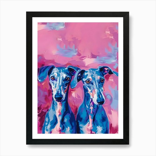 Blue greyhounds art print - greyhounds,