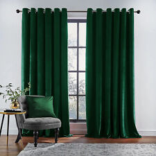 Velvet Blackout Curtains Eyelet Ring Top Fully Lined Ready Made Curtain Panel UK