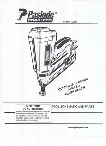 Tool schematic parts list - parts,
