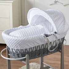 Moses Basket Baby Grey Wicker