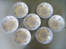 Burleigh Asiatic Pheasant 7 Cereal Bowls 6.25" or 16cm Soup Dessert - Blue White