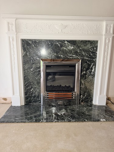 Marble fireplace with flame - marble,