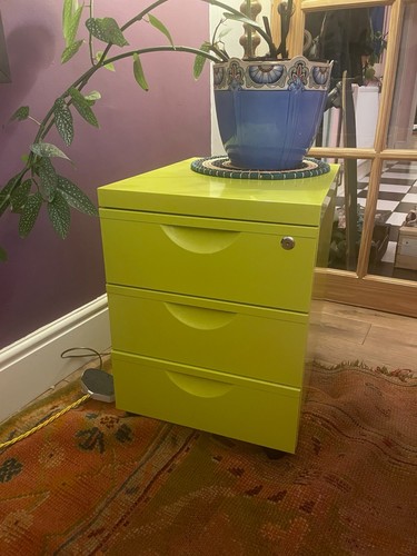 Lime green filing - , cabinet