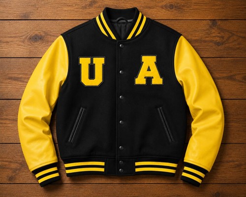 Black letterman varsity jacket - black,