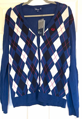 Fred perry argyle neck knit - perry, v-neck