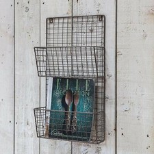Vintage Wall Mounted Metal File Magazine Newspaper Letter Holder Storage Rack UK