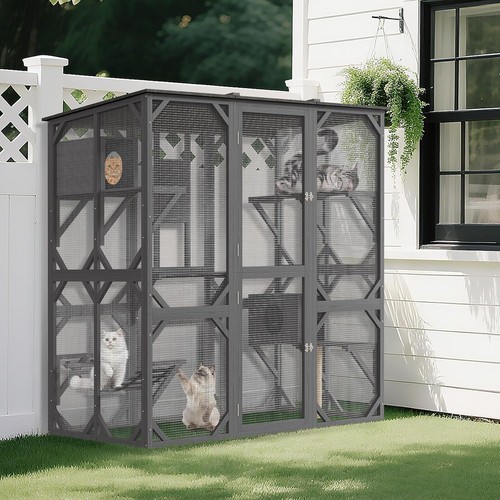 Xxl outdoor catio wooden cat - catio,